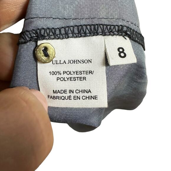 ULLA JOHNSON Antonia Maxi Dress Black Ikat Pattern Smocked Long Sleeve Size 8 - Picture 7 of 9